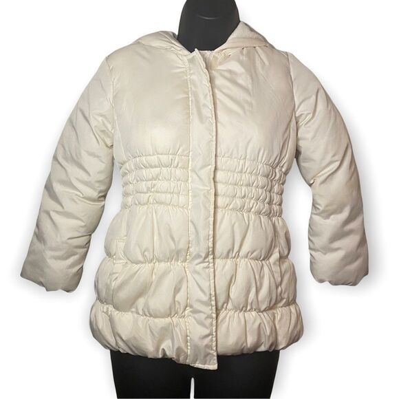 CRAZY 8 White Ivory Kids Puffer Zipper Jacket Hooded - Picture 1 of 7